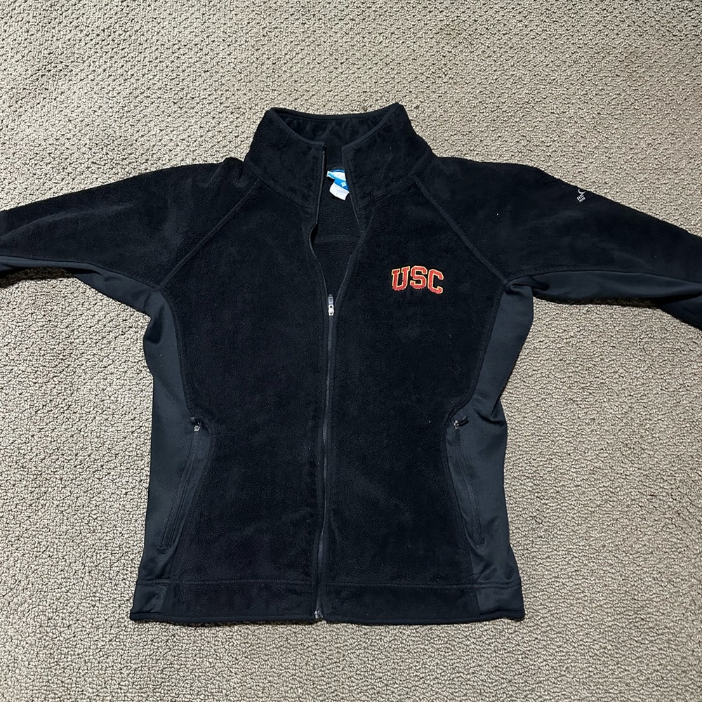 Columbia NCAA USC black fleece jacket